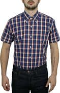 Relco Mens Blue Red Check Short Sleeve Button Down Shirt Spring '21 Range